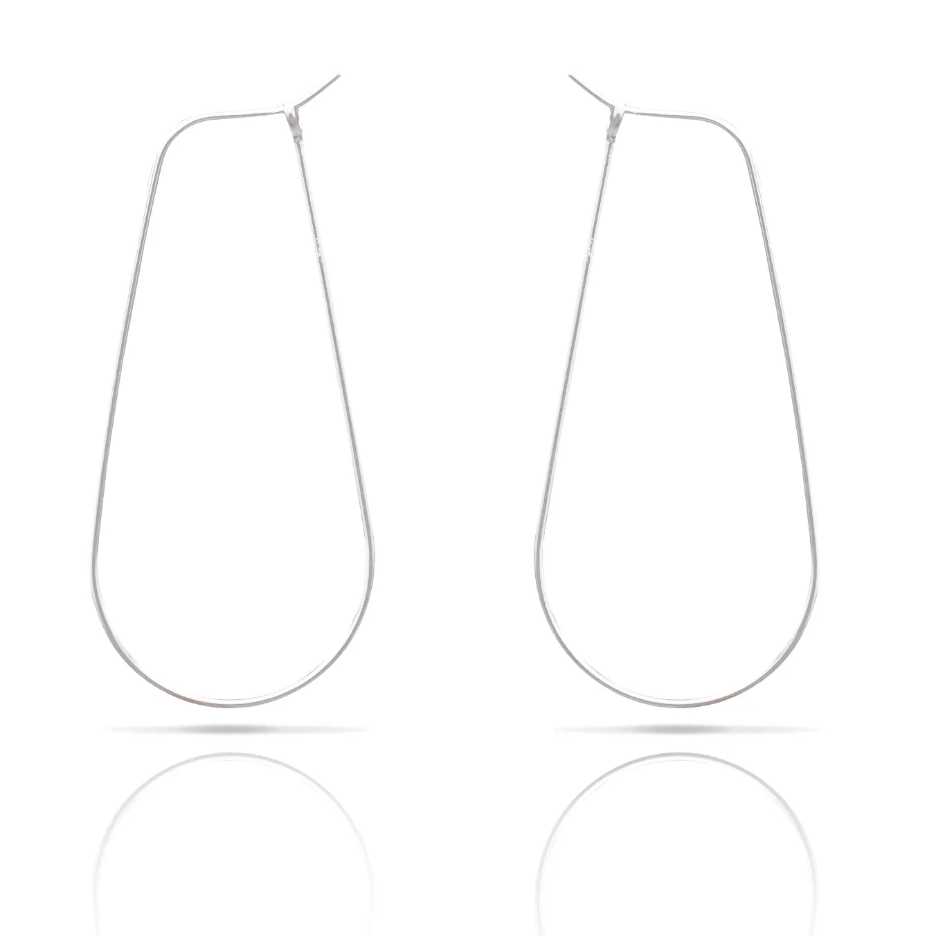 925 Sterling Silver Handmade Long Rectangle Teardrop Hoop Earrings for Women