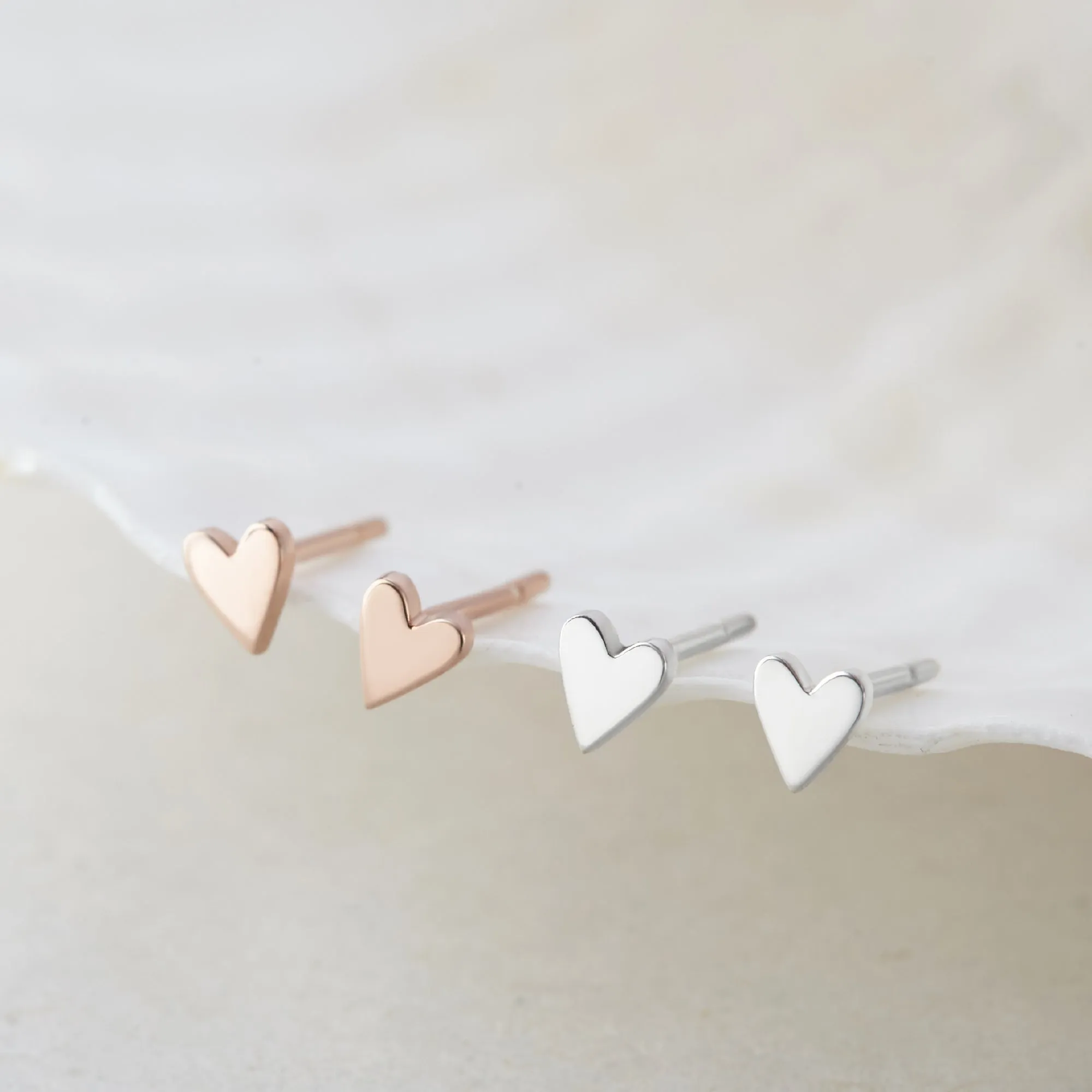 925 Sterling Silver Heart Stud Earrings - Small & Tiny Sizes, Romantic Everyday Accessory