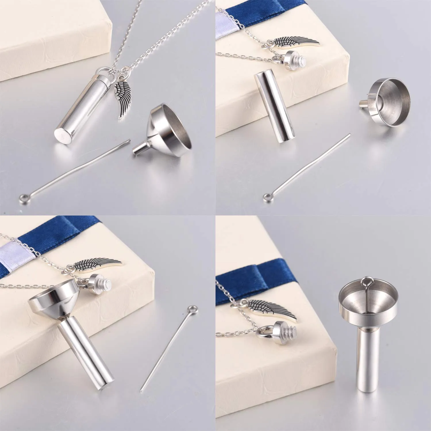 925 Sterling Silver Minimalist Urn Pendant Ash Necklace Cylinder Memorial Ashes Keepsake Holder Exquisite Cremation Jewelry With wings urn necklace