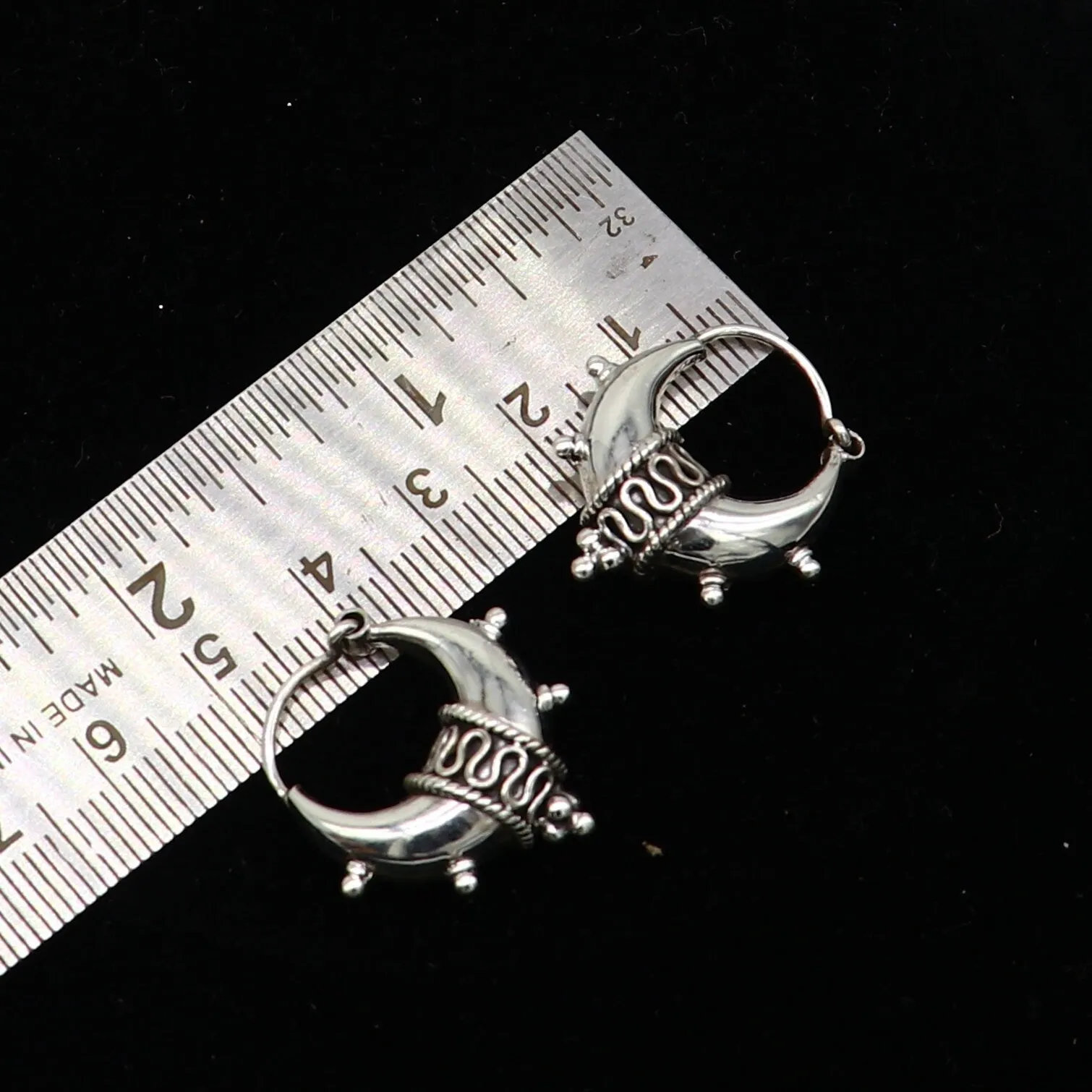 925 sterling silver plain shiny traditional cultural design elegant hoops earrings kundal tribal belly dance brides dainty jewelry s1157