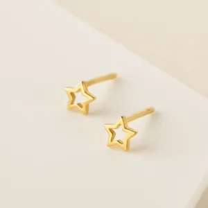 925 Sterling Silver Star-Shaped Earrings - Minimalist and Hypoallergenic Jewelry for Sensitive Skin