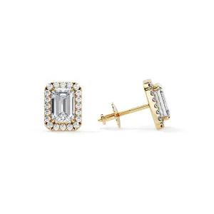 9ct Moissanite 1.0ct Emerald Halo Set Earrings