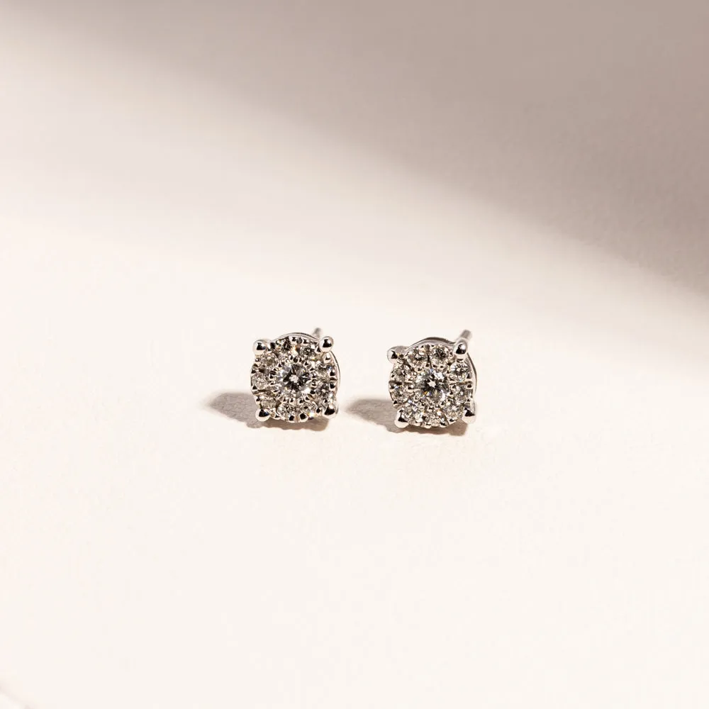 9ct White Gold .18ct Diamond Galaxy Studs