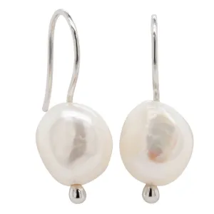 9ct White Gold Baroque Freshwater Pearl Drop Earrings