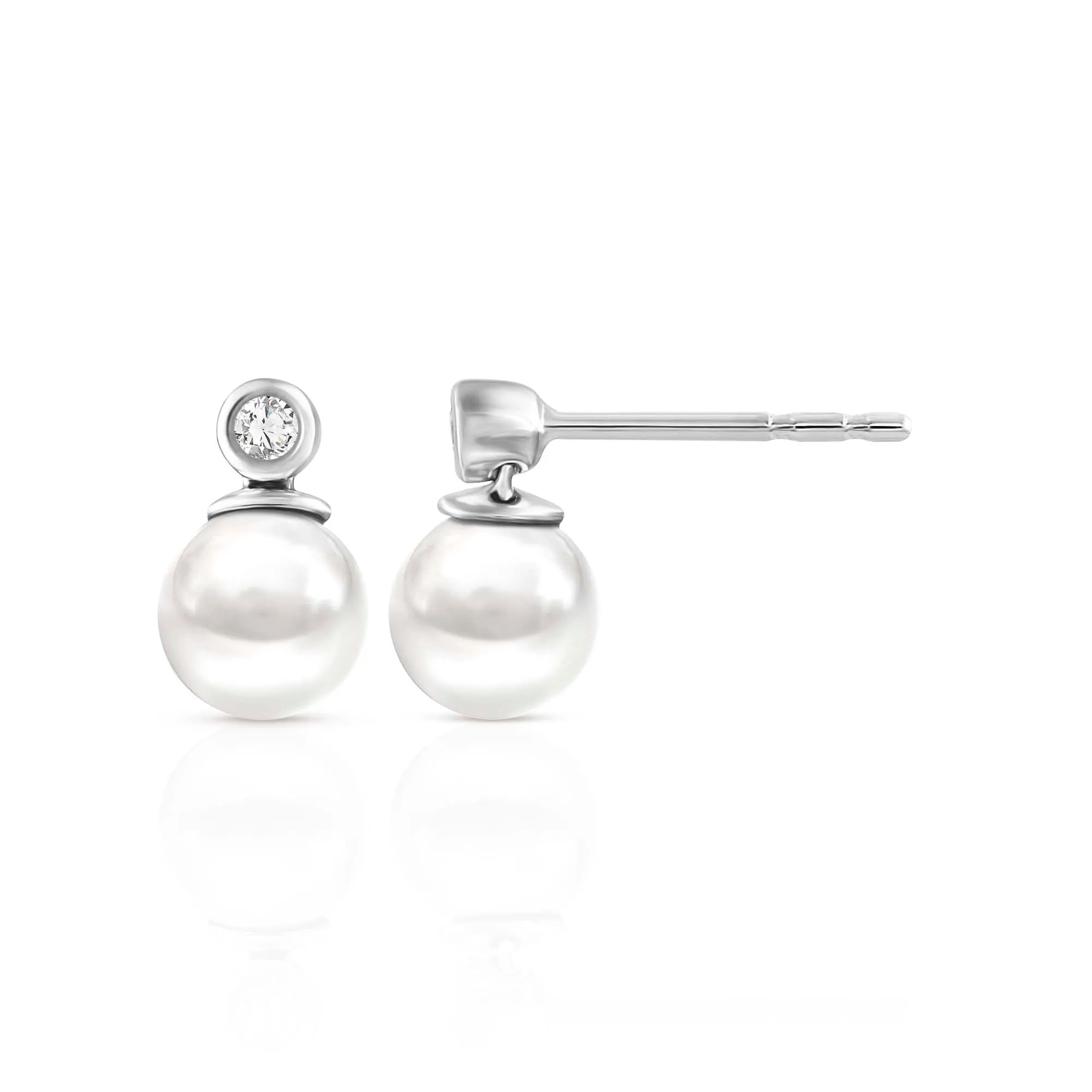 9ct White Gold Pearl and Diamond Studs