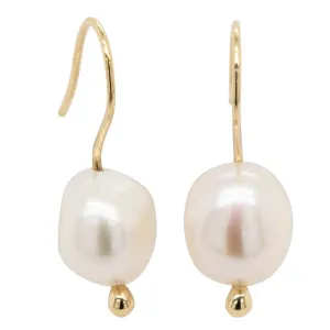 9ct Yellow Gold Baroque Freshwater Pearl Drop Earrings