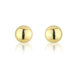9ct Yellow Gold Half Bead Stud Earrings