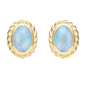 9ct Yellow Gold Opal Rope Edge Earrings