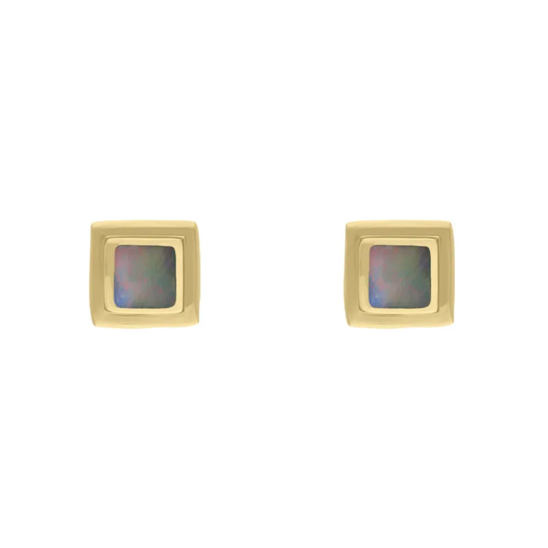9ct Yellow Gold Opal Square Stone Set Stud Earrings