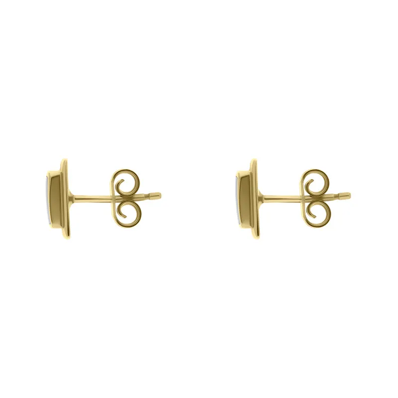 9ct Yellow Gold Opal Square Stone Set Stud Earrings
