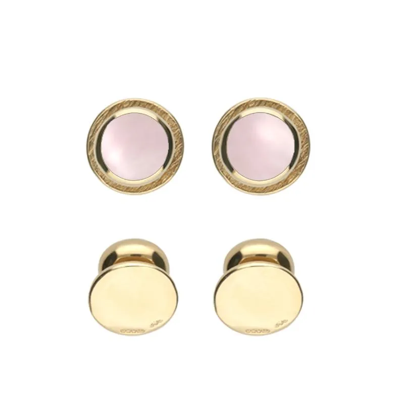 9ct Yellow Gold Pink Mother Of Pearl Shirt Studs