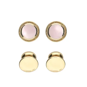 9ct Yellow Gold Pink Mother Of Pearl Shirt Studs