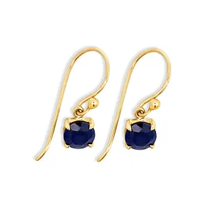9ct Yellow Gold Round Sapphire Drop Earrings