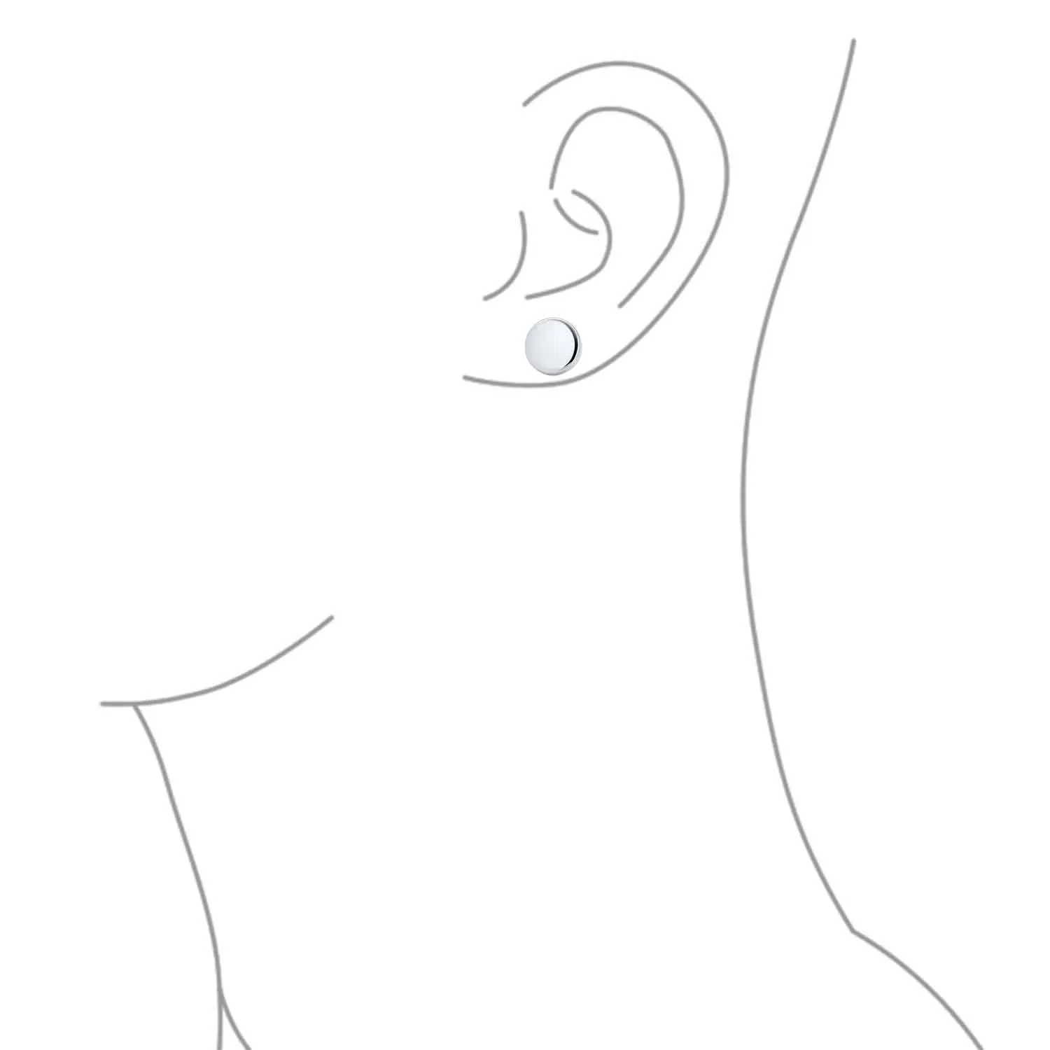 ABC Initials Monogram Geometric Round Flat Disc Stud Earrings Sterling Silver 15MM