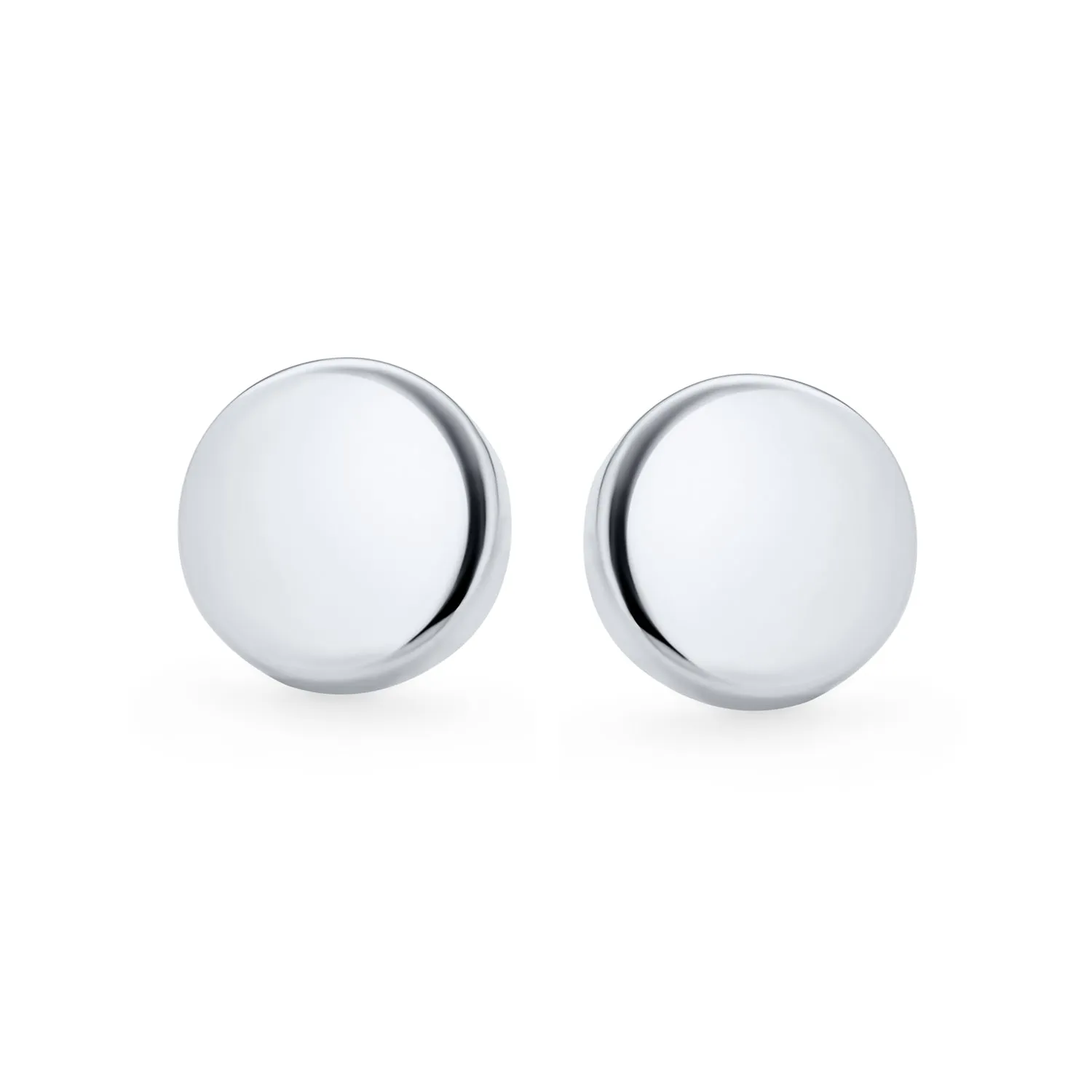 ABC Initials Monogram Geometric Round Flat Disc Stud Earrings Sterling Silver 15MM