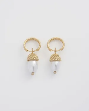 Acorn Pearl Hoops
