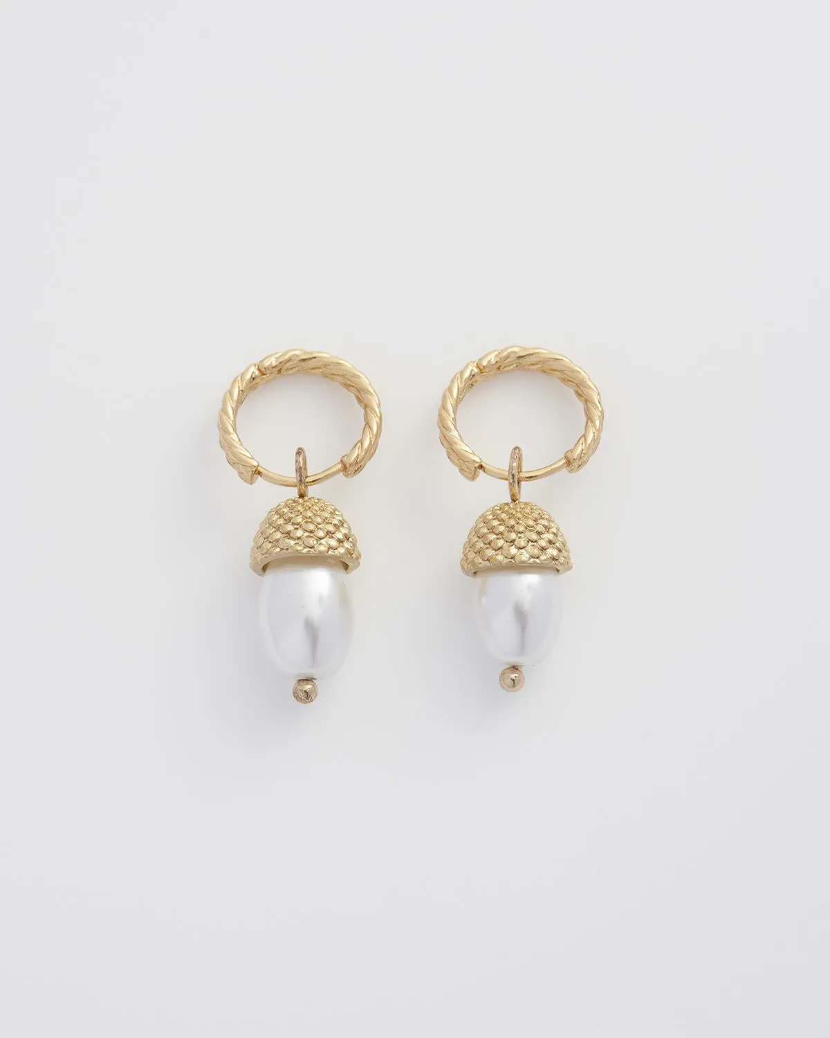 Acorn Pearl Hoops