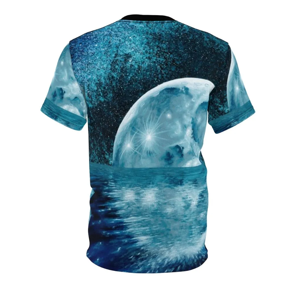 Acrylic Abstract Geometric Moon Art T-shirt