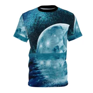 Acrylic Abstract Geometric Moon Art T-shirt