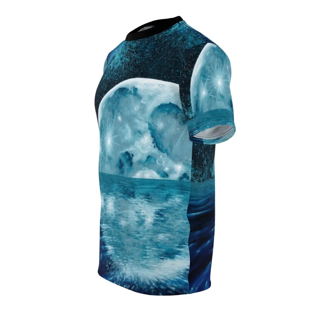 Acrylic Abstract Geometric Moon Art T-shirt