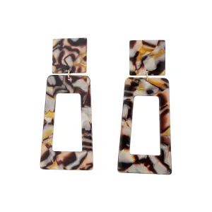 Acrylic Black White Pink Swirl Geometric Earring