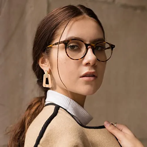 Acrylic Geometric Statement Earrings - Mottled Resin Lightweight Dangle Earrings for Party or Vacation (BEIGE)