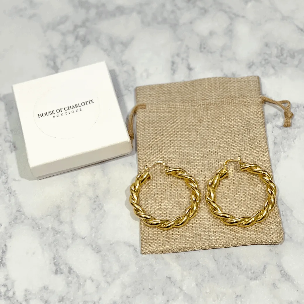 'Ada' Twisted Hoop Earrings