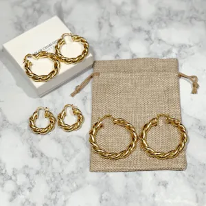 'Ada' Twisted Hoop Earrings