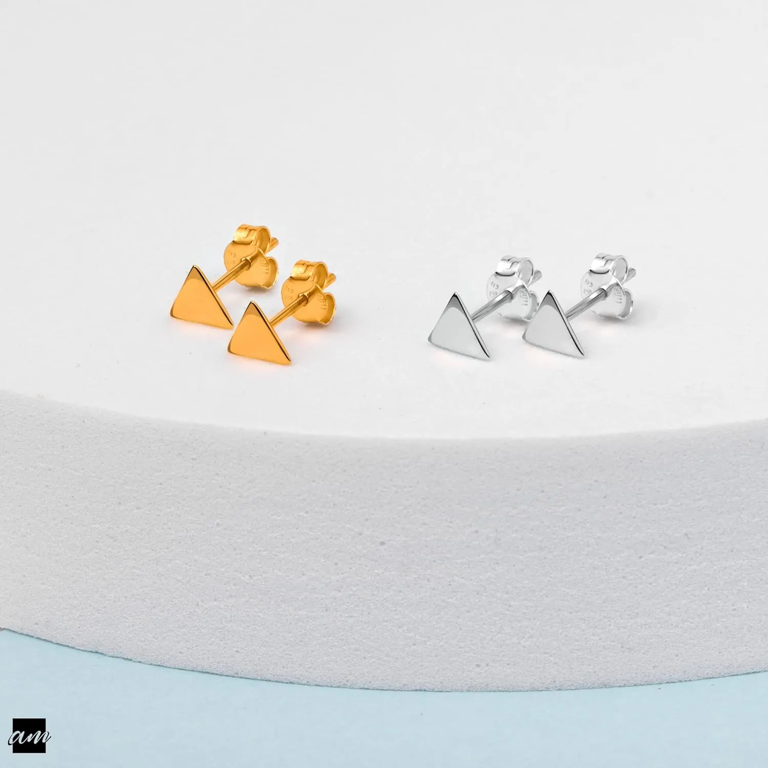 Amberta Women 925 Sterling Silver Minimalist Stud Earrings