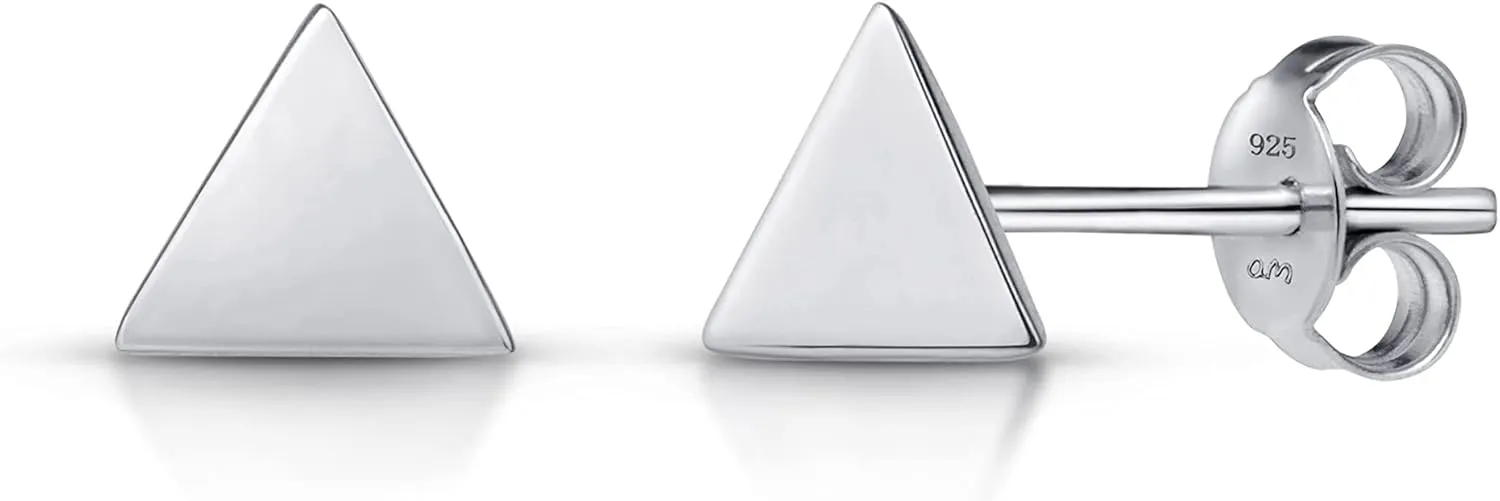 Amberta Women 925 Sterling Silver Minimalist Stud Earrings