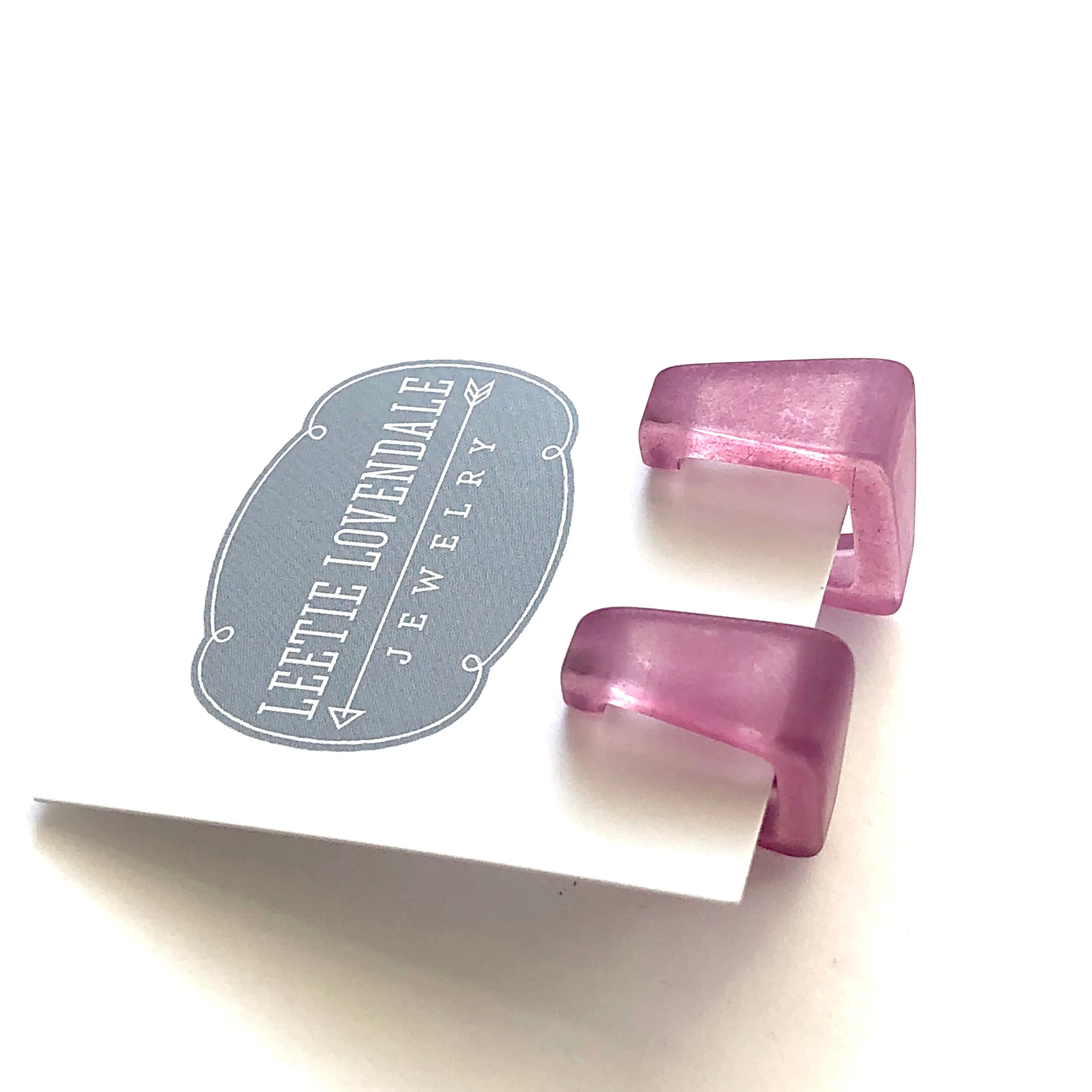 Amethyst Frosted Square Bermuda Hoop Earrings