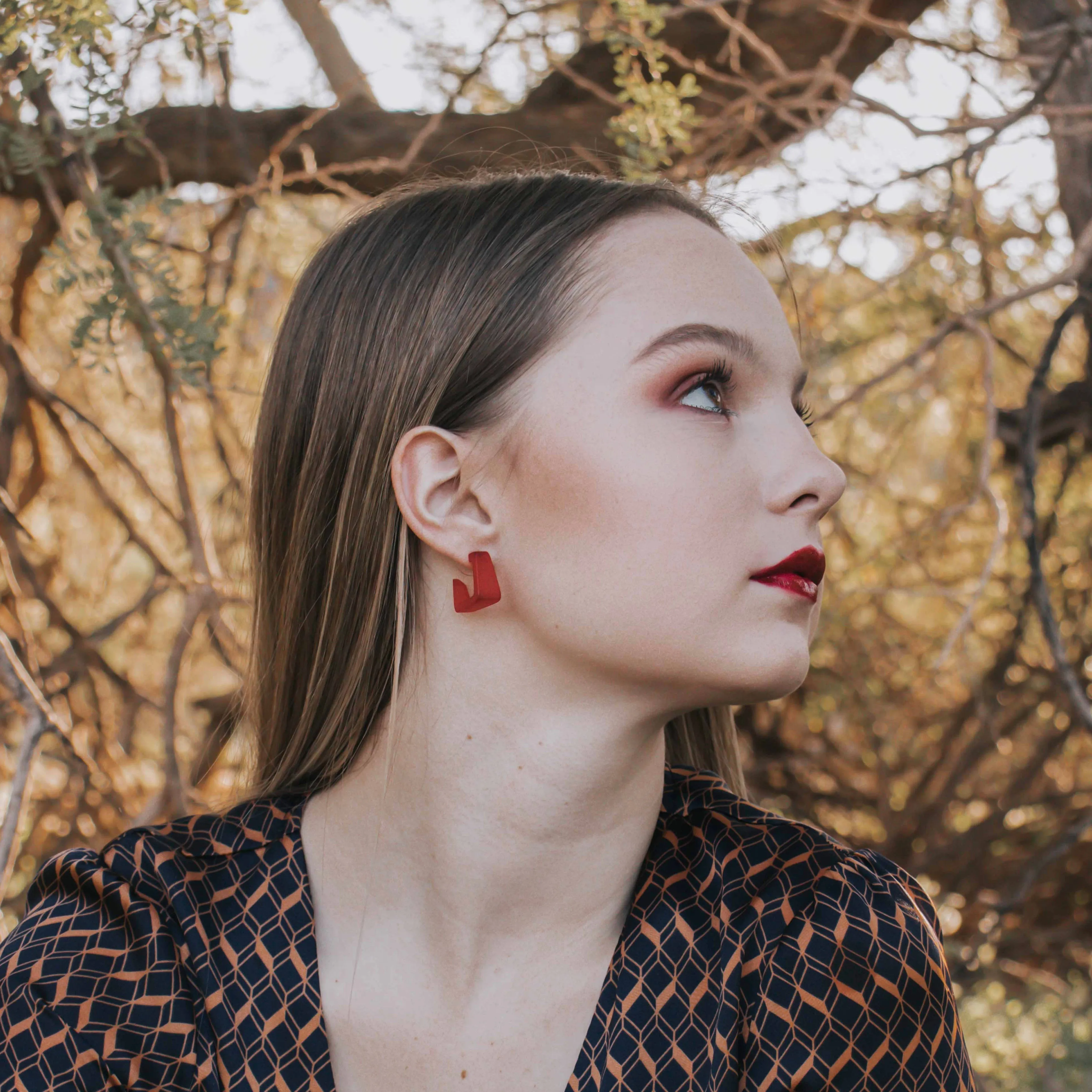 Amethyst Frosted Square Bermuda Hoop Earrings