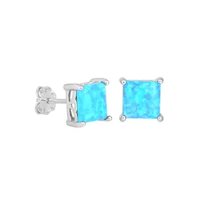 Amphitrite Sterling Silver Stud Earrings with Opal Stone