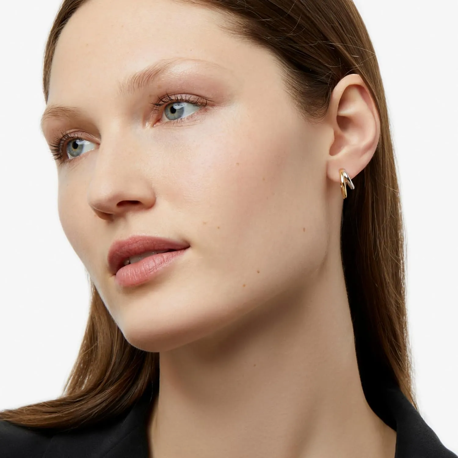 Ana Luisa Trendy Huggie Hoop Earrings - Small Single and Double Hoops For Women - 14K Gold Plated, Silver Rhodium & Gold Two-Tone Hoop Earrings - Hypoallergenic, Water-Resistant & Tarnish-Free