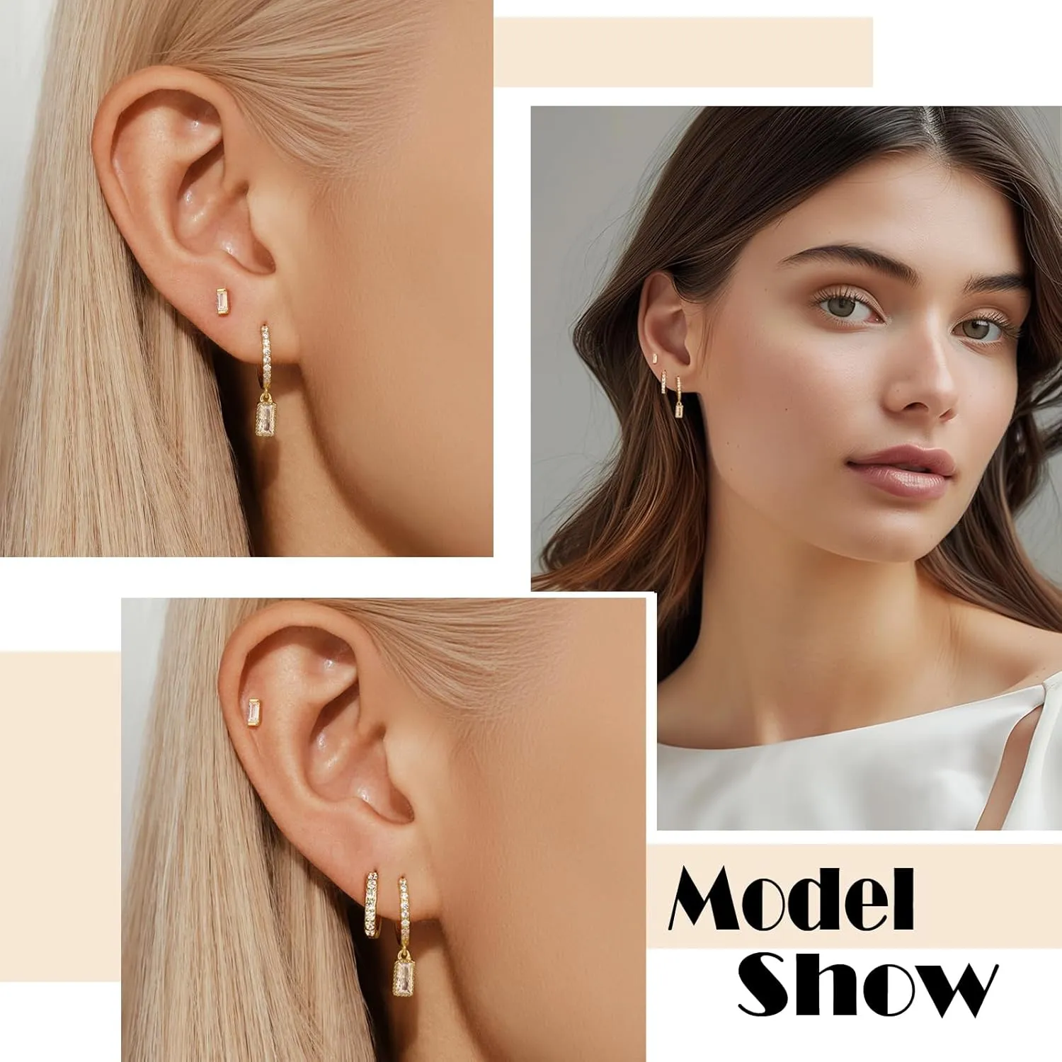 Angelady 14K Gold Huggie Hoop Earrings Set for Women, 3 Pairs Small Hoop Earring Stacks Hypoallergenic, Trendy Ear Cuff Hoops Cartilage Earrings for Women