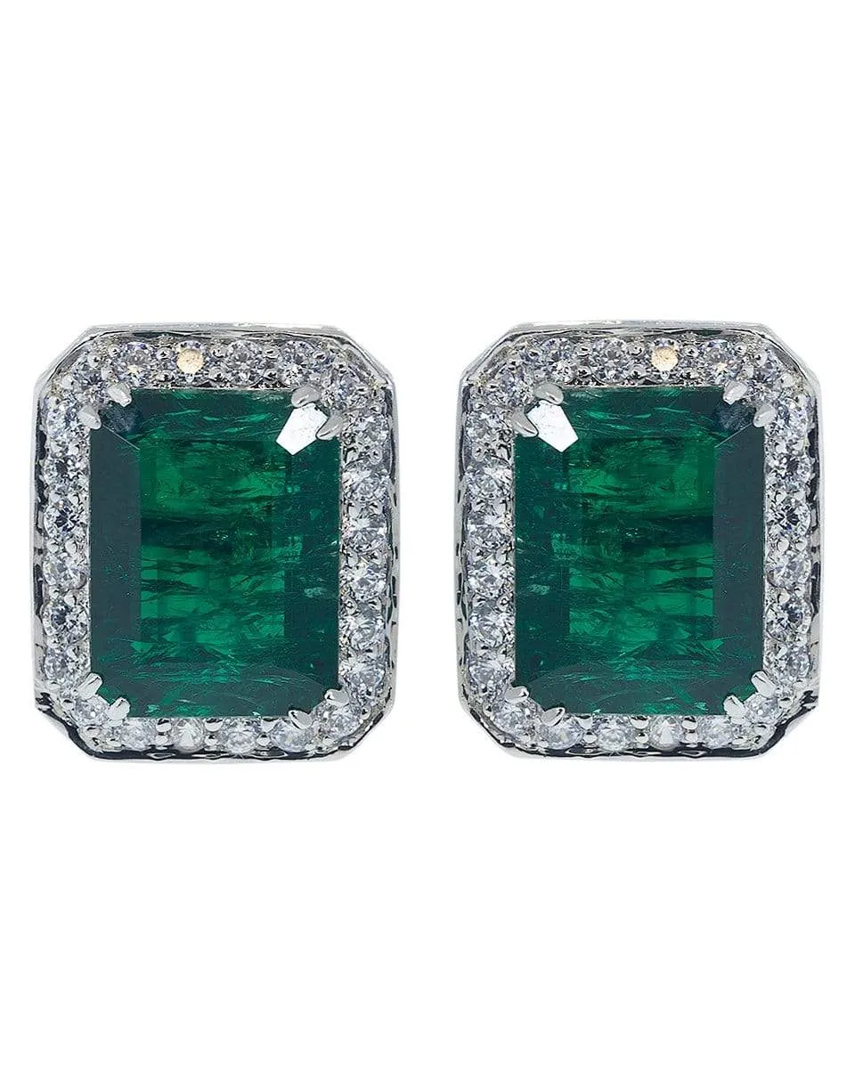 Antique Asscher Cut Emerald Earrings