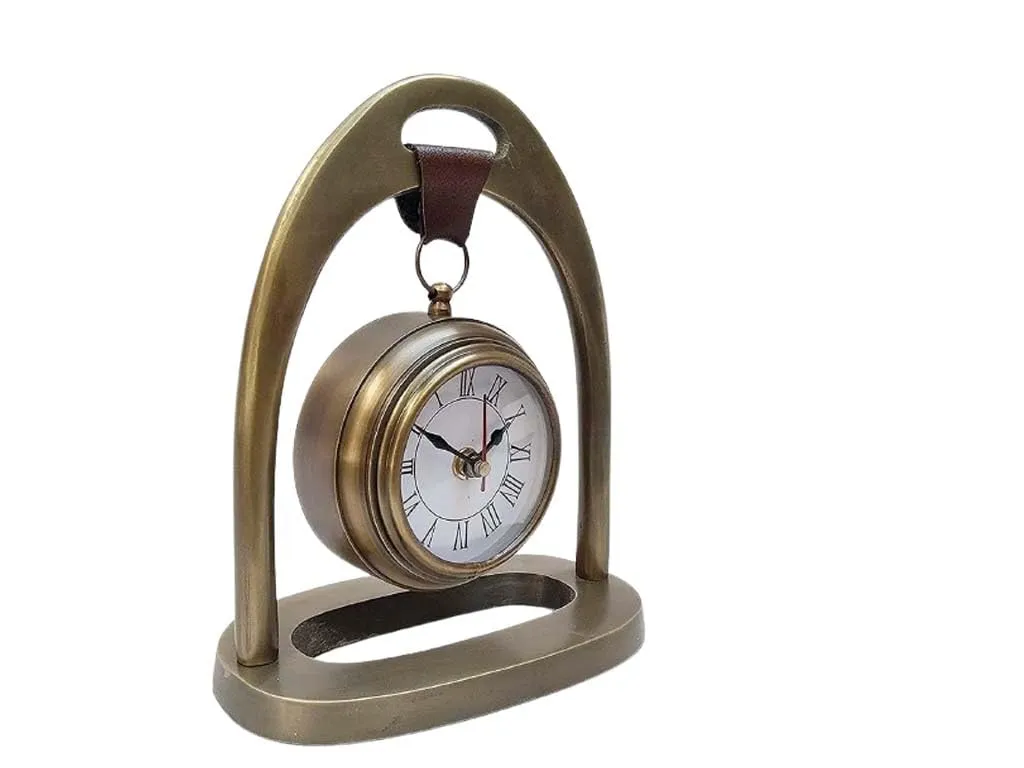 Antique Brass Handmade Brass Table Top Clock Desk Clock Antique Style Roman Number Home Office Studio Living Room Decor Decoration Gift Clock Size 8 Inch - Dial Size 3 Inch