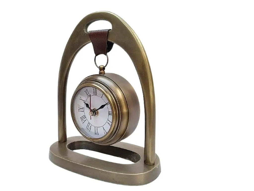 Antique Brass Handmade Brass Table Top Clock Desk Clock Antique Style Roman Number Home Office Studio Living Room Decor Decoration Gift Clock Size 8 Inch - Dial Size 3 Inch