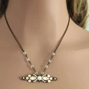 Antique Bronze Crystal Necklace, Nida