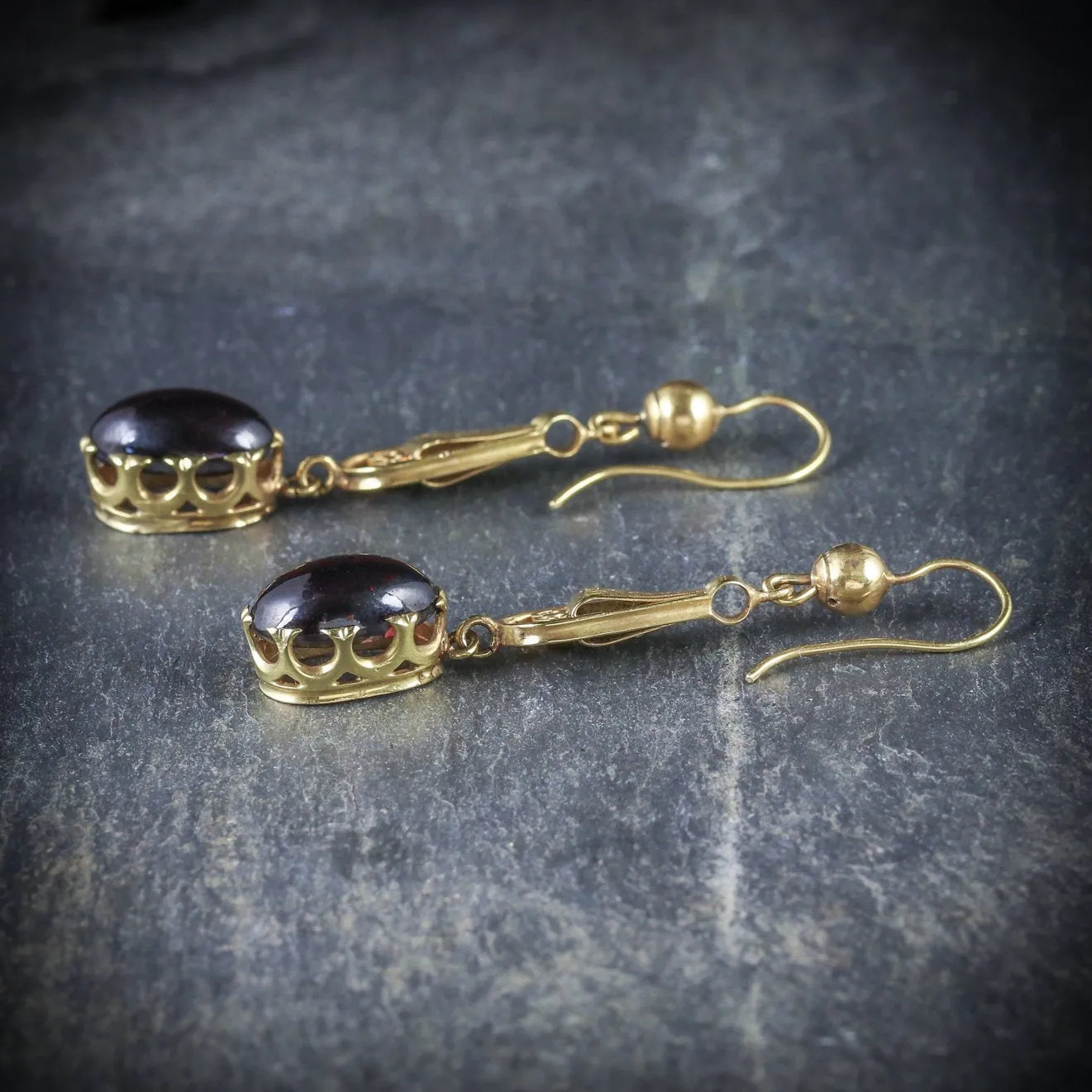 Antique Georgian Garnet Earrings 18Ct Gold Circa 1800