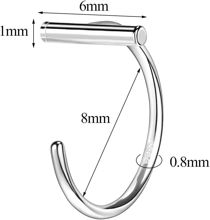 AoedeJ Half Hoop Earrings 925 Sterling Silver Tiny Huggie Hoop Small Comfy Half Hoop C Hoop Earrings for Women