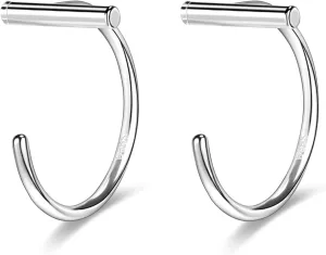 AoedeJ Half Hoop Earrings 925 Sterling Silver Tiny Huggie Hoop Small Comfy Half Hoop C Hoop Earrings for Women