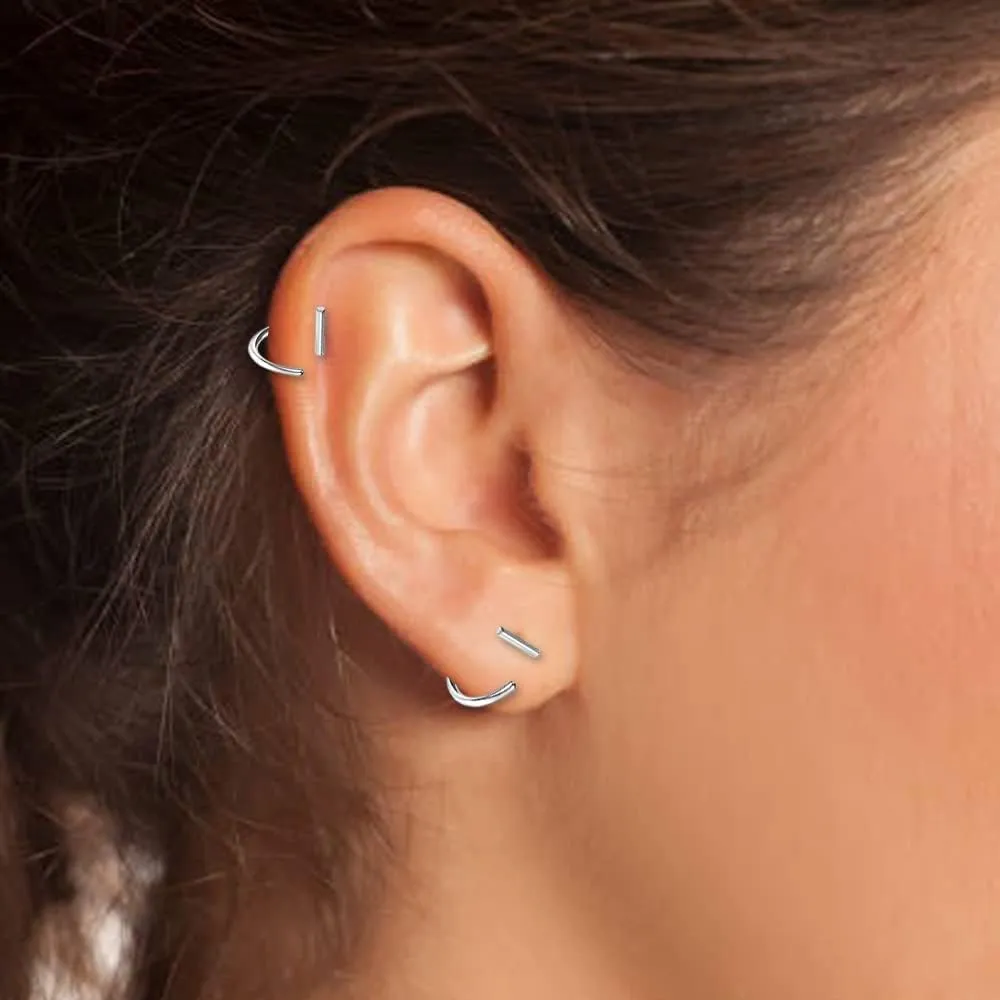 AoedeJ Half Hoop Earrings 925 Sterling Silver Tiny Huggie Hoop Small Comfy Half Hoop C Hoop Earrings for Women