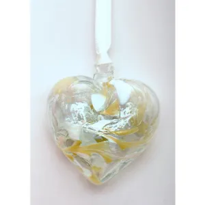 April (Diamond) Birthstone Blown Glass Heart