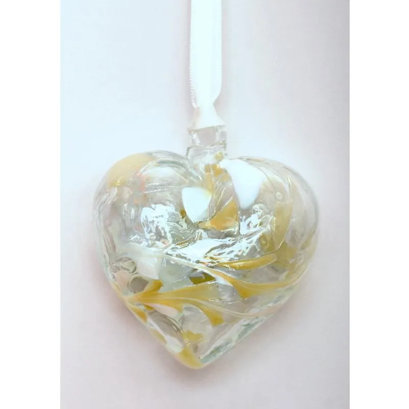 April (Diamond) Birthstone Blown Glass Heart