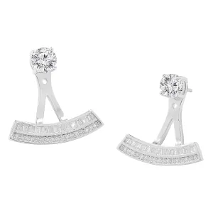 Aria 18k White Gold Plated Silver Drop Earrings with Simulated Diamond CZ Crystals