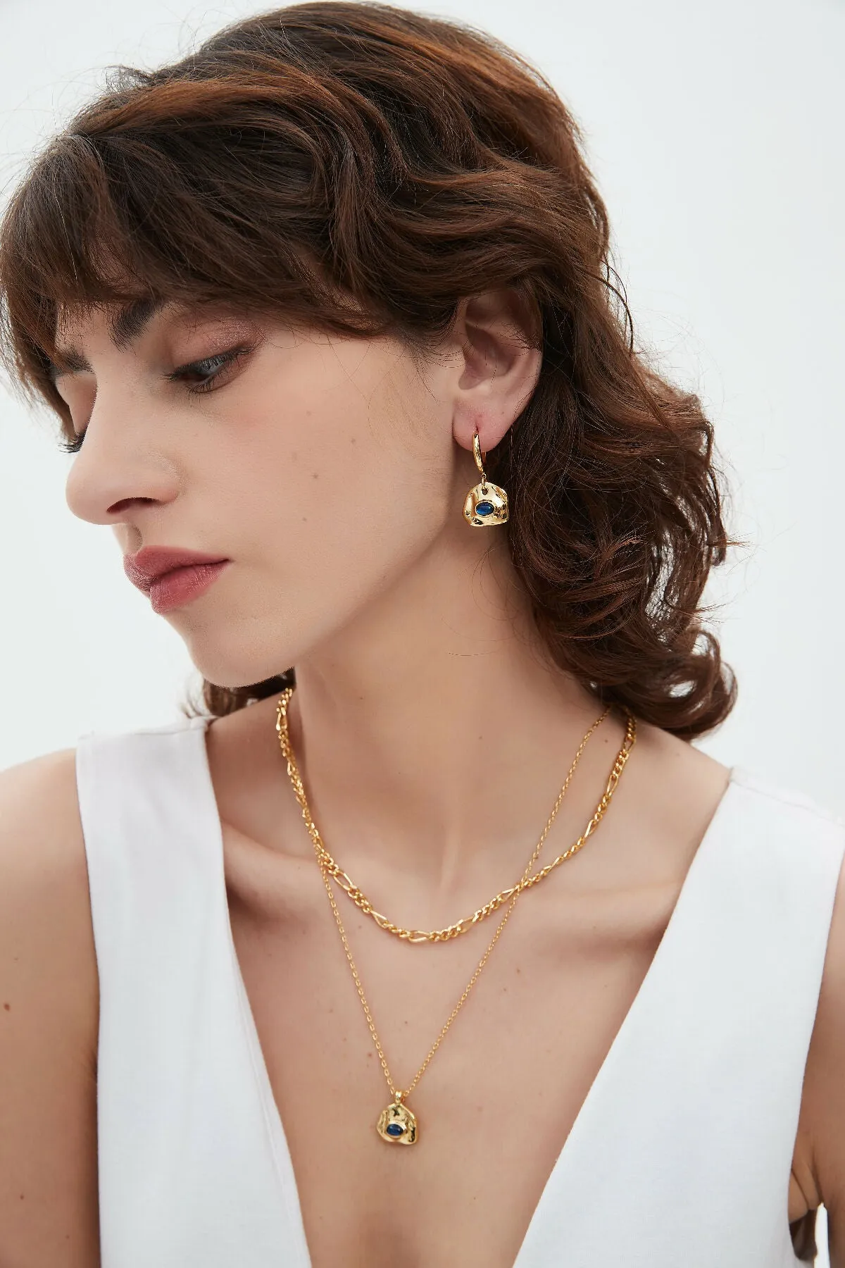 Aria Gold Drop Earrings - Royal Blue