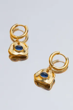 Aria Gold Drop Earrings - Royal Blue