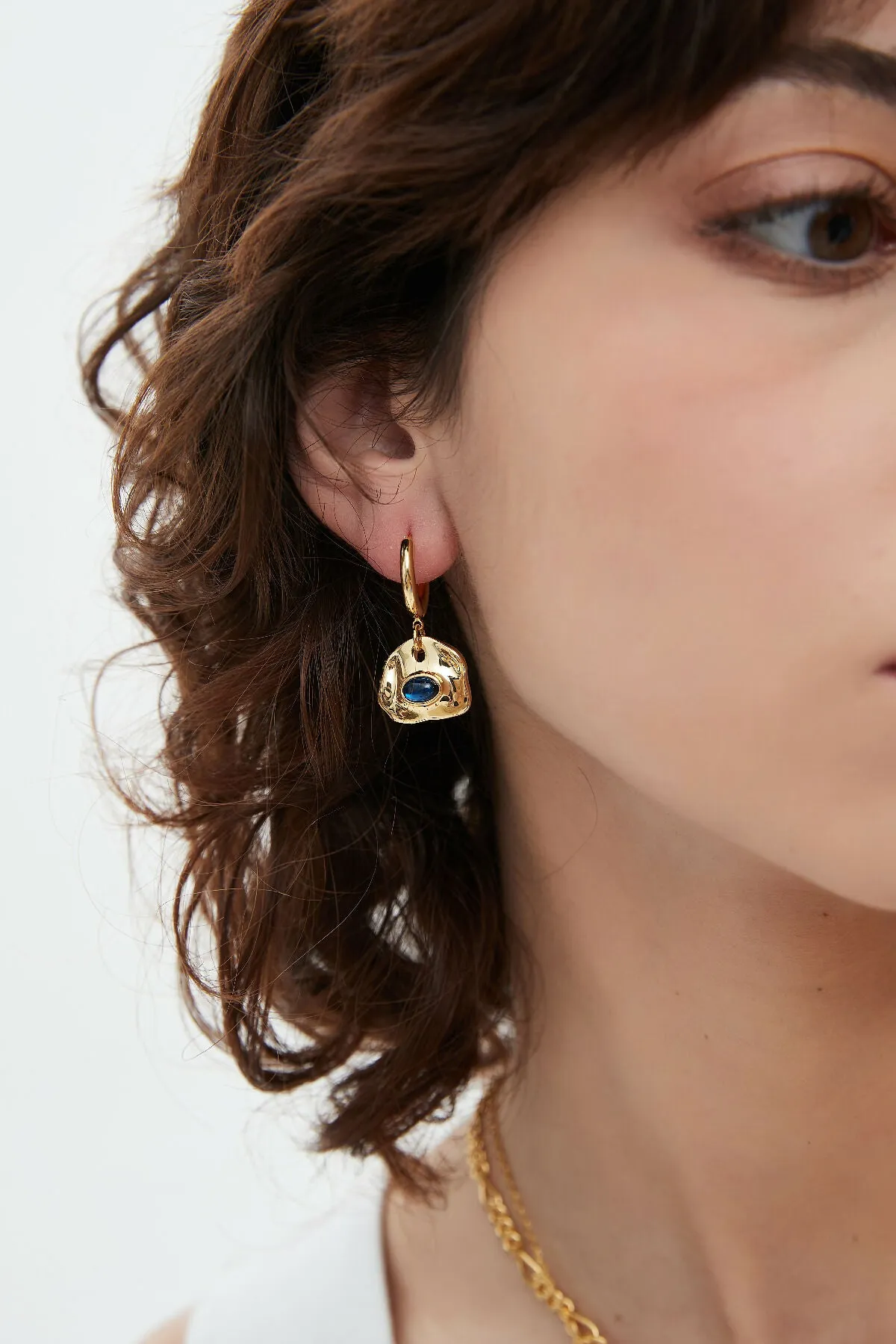 Aria Gold Drop Earrings - Royal Blue