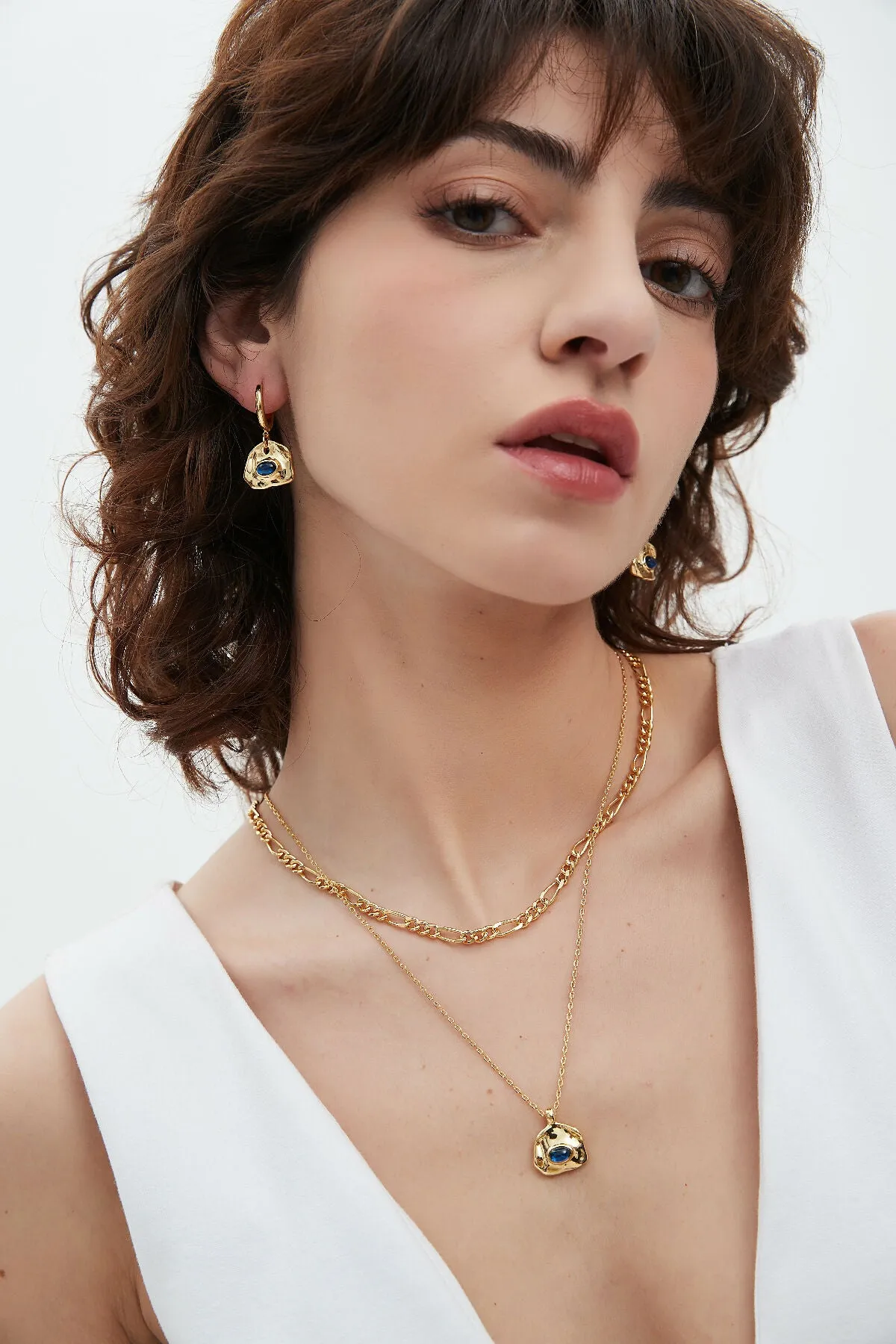 Aria Gold Drop Earrings - Royal Blue